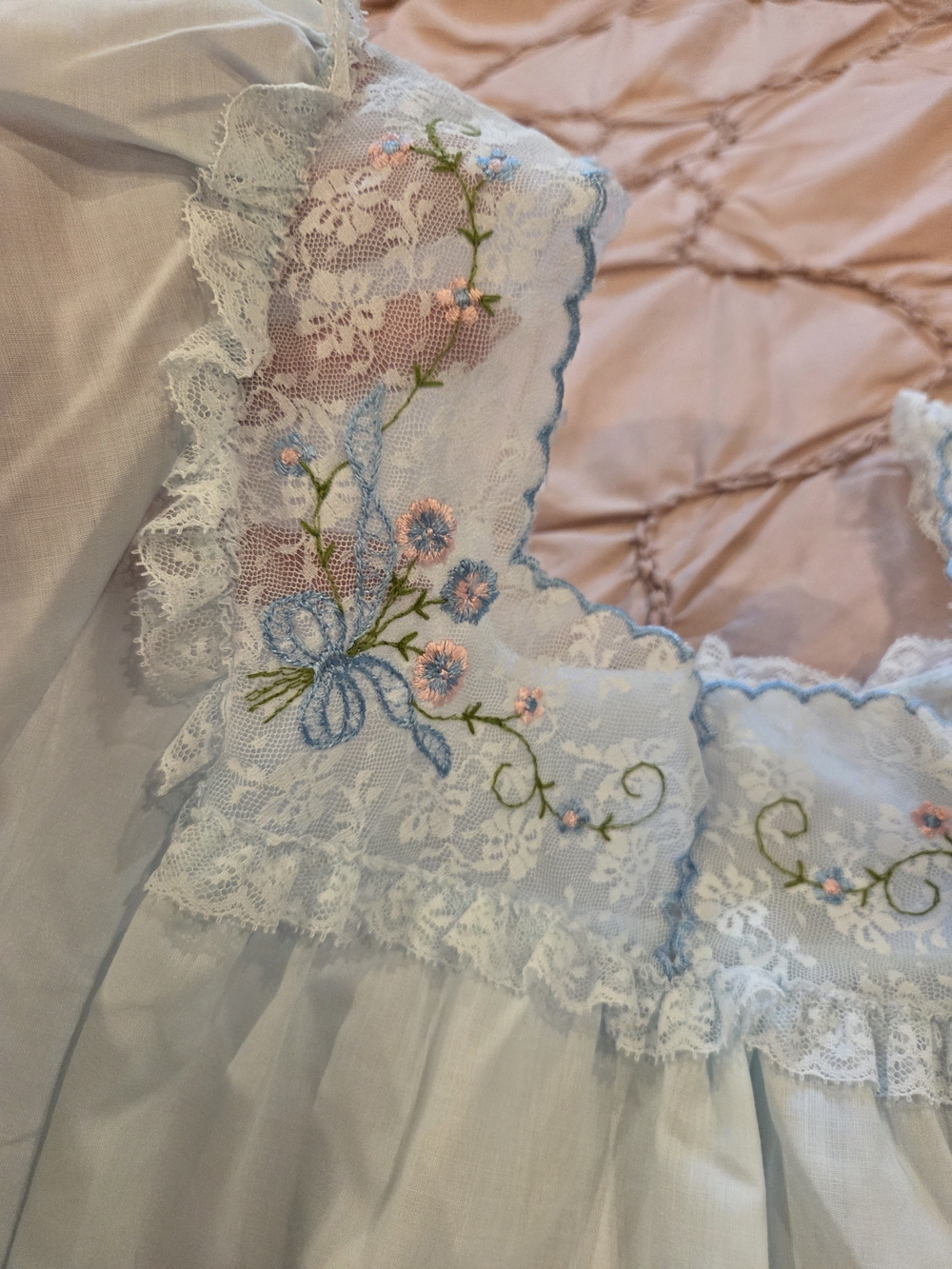 Vintage Sears Pale Blue Embroidered Nightgown - Picture 5 of 8